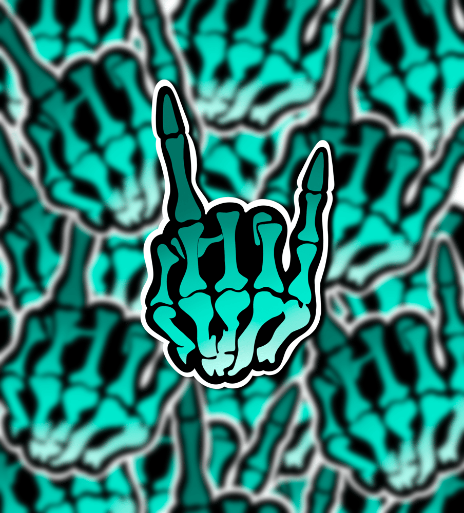 Image of Rock On Skeleton Hand Sticker