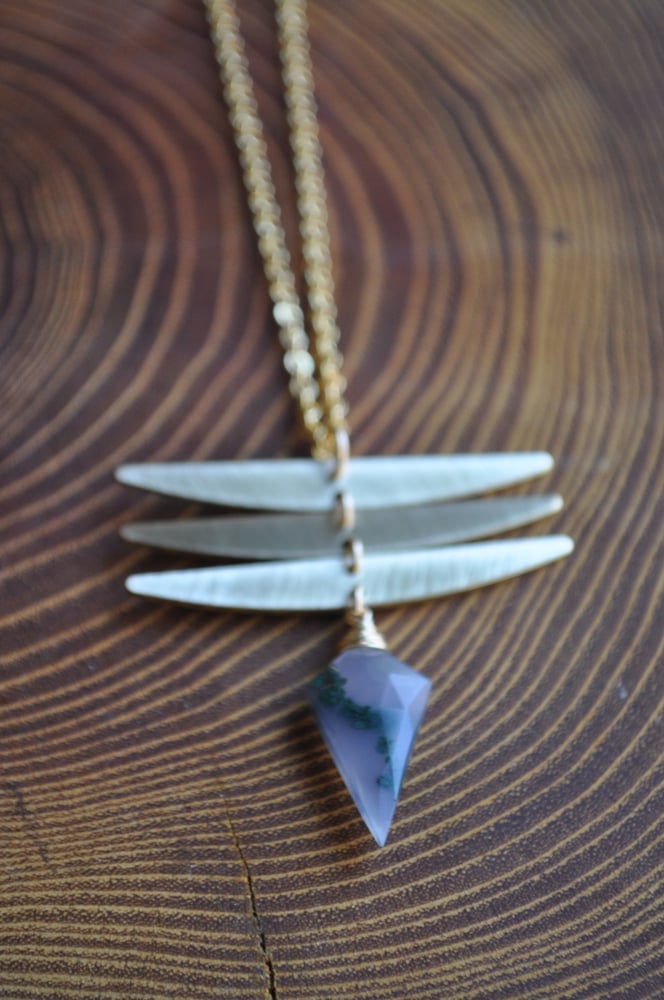 Image of The Dragonfly Necklace in Moss Agate