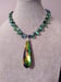 Image of LARGE BLUEGREEN MULTICOLOR TITANIUM CRYSTAL PENDANT WITH SWAROVSKI AND PRECIOSA CRYSTAL BEADS