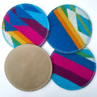 Image 2 of Wool & Leather Coasters - Pink/Blue/Green
