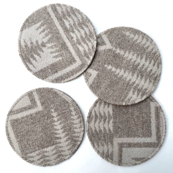 Image of Wool & Leather Coasters - Sand/Cream