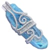 Aqua Aura Quartz Crystal Woven Wire Wrap Pendant