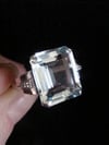 ART DECO 1920S 18CT WHITE GOLD LARGE AQUAMARINE 7CT COCKTAIL RING