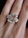 ART DECO 1920S 18CT WHITE GOLD LARGE AQUAMARINE 7CT COCKTAIL RING