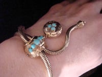 Image 4 of Victorian 15ct 15k turquoise snake bracelet hair mourning locket momento 24.8g