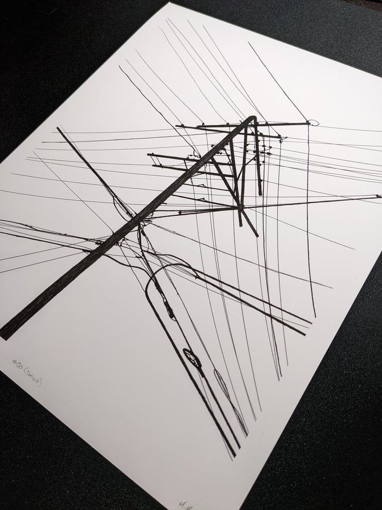 Power Lines Drawing #50 (Detroit, North End) - giclée print Image 3