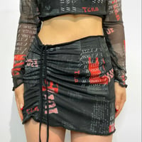 Image 1 of Mesh Drawstring Mini Skirt