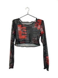 Image 1 of Mesh Cropped Long Sleeve Top