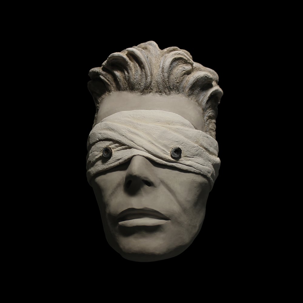 'The Blind Prophet' Grey Clay Mask Sculpture