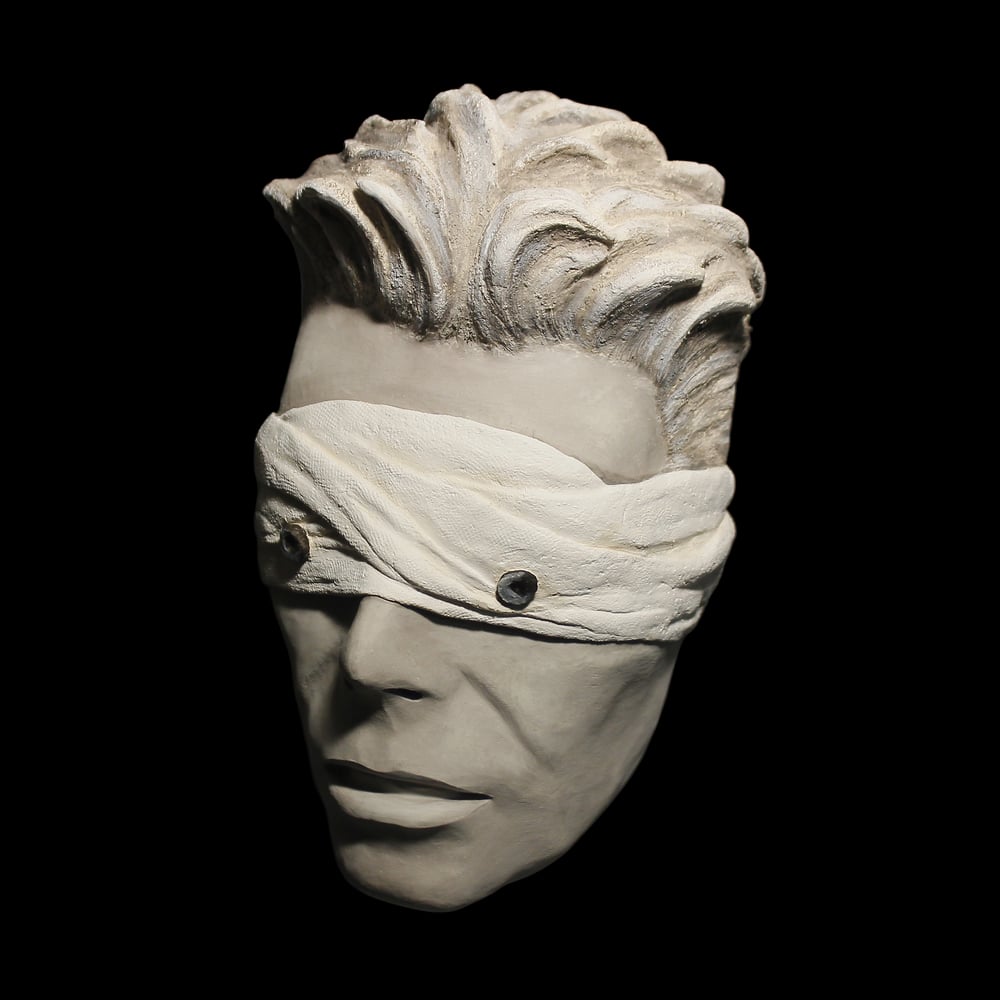 'The Blind Prophet' Grey Clay Mask Sculpture
