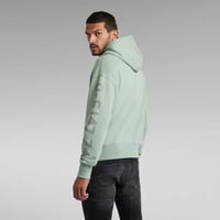 Image 4 of SLEEVE GRAPHICS LOOSE HOODED SWEATER IN ICEBERG GREEN 
