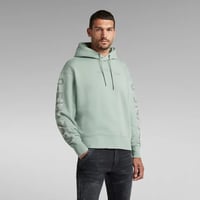 Image 3 of SLEEVE GRAPHICS LOOSE HOODED SWEATER IN ICEBERG GREEN 