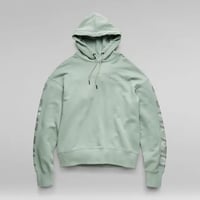Image 1 of SLEEVE GRAPHICS LOOSE HOODED SWEATER IN ICEBERG GREEN 