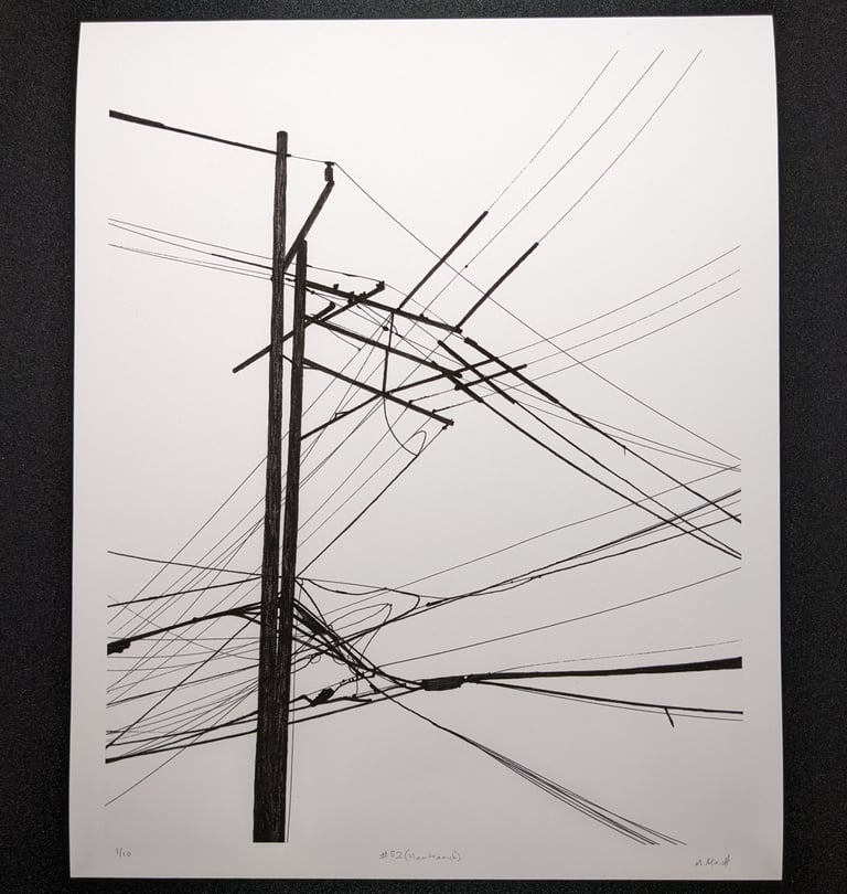 Power Lines Drawing #52 (Hamtramck) - giclée print Image 2