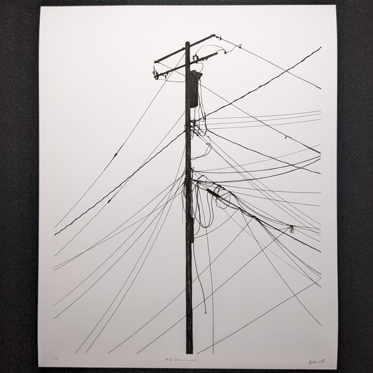 Power Lines Drawing #56 (Hamtramck) - giclée print Image 2