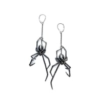 Image 1 of Black Veil + AO Spider earrings in sterling silver or 10k gold