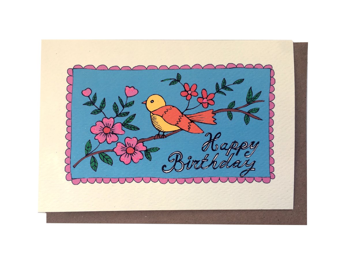 Frilly Bird Birthday Card 