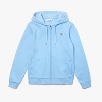 LACOSTE FULL ZIP FLEECE HOODIE IN POWDER BLUE