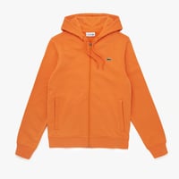 LACOSTE FULL ZIP FLEECE HOODIE IN ORANGE