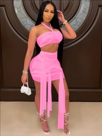 Image 2 of Sheer Crop Skirt Set