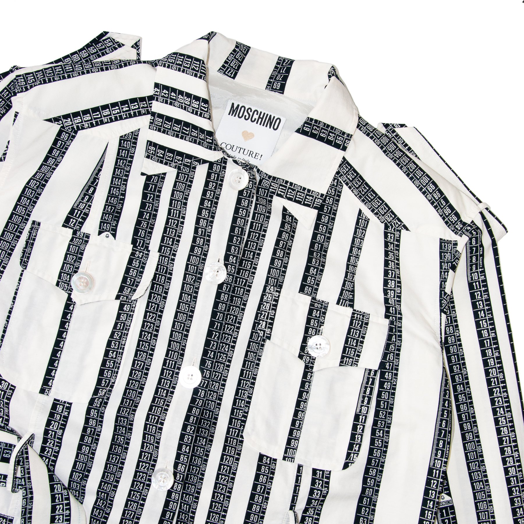 Image of Moschino 1989 Tape Measure Printed Trench Coat