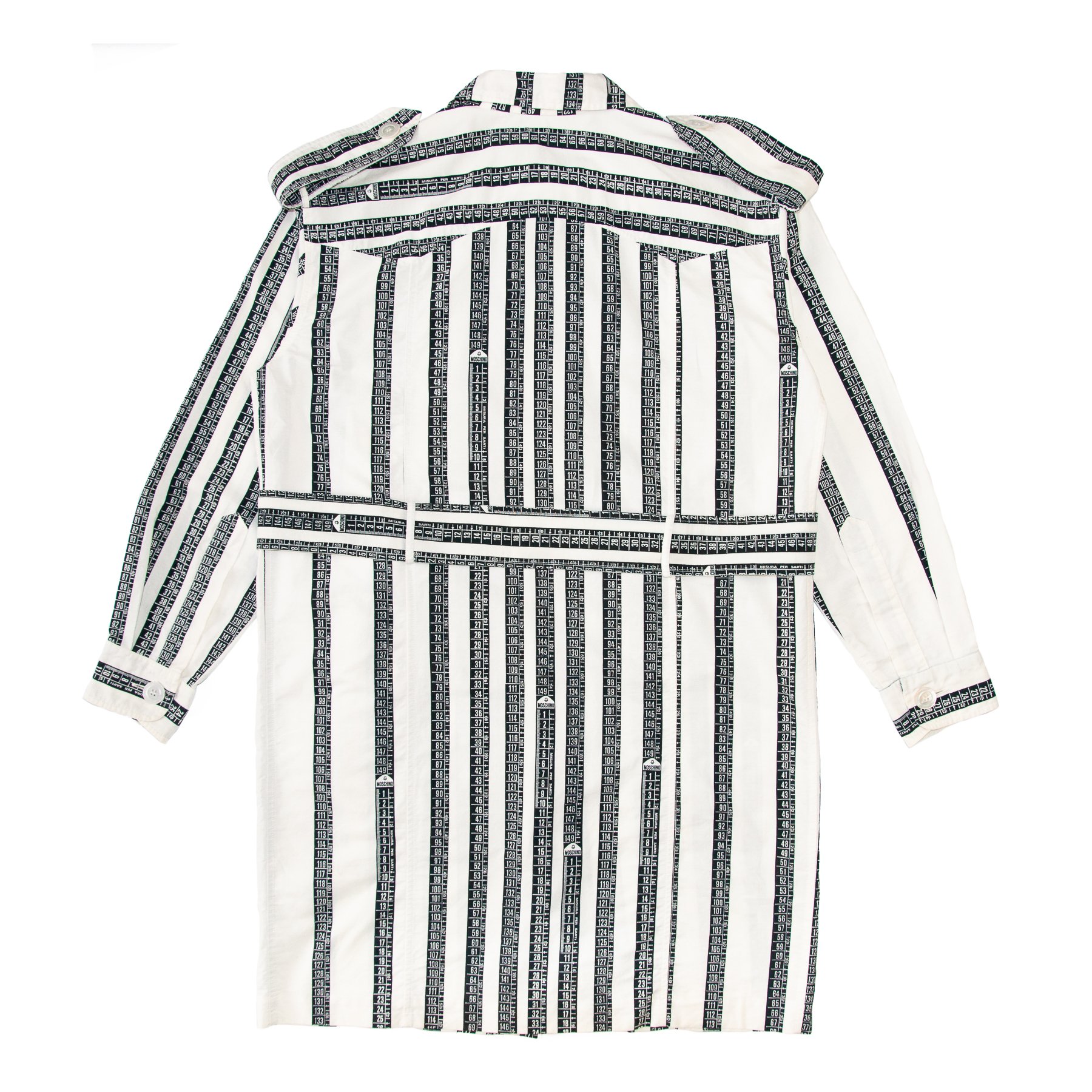 Image of Moschino 1989 Tape Measure Printed Trench Coat