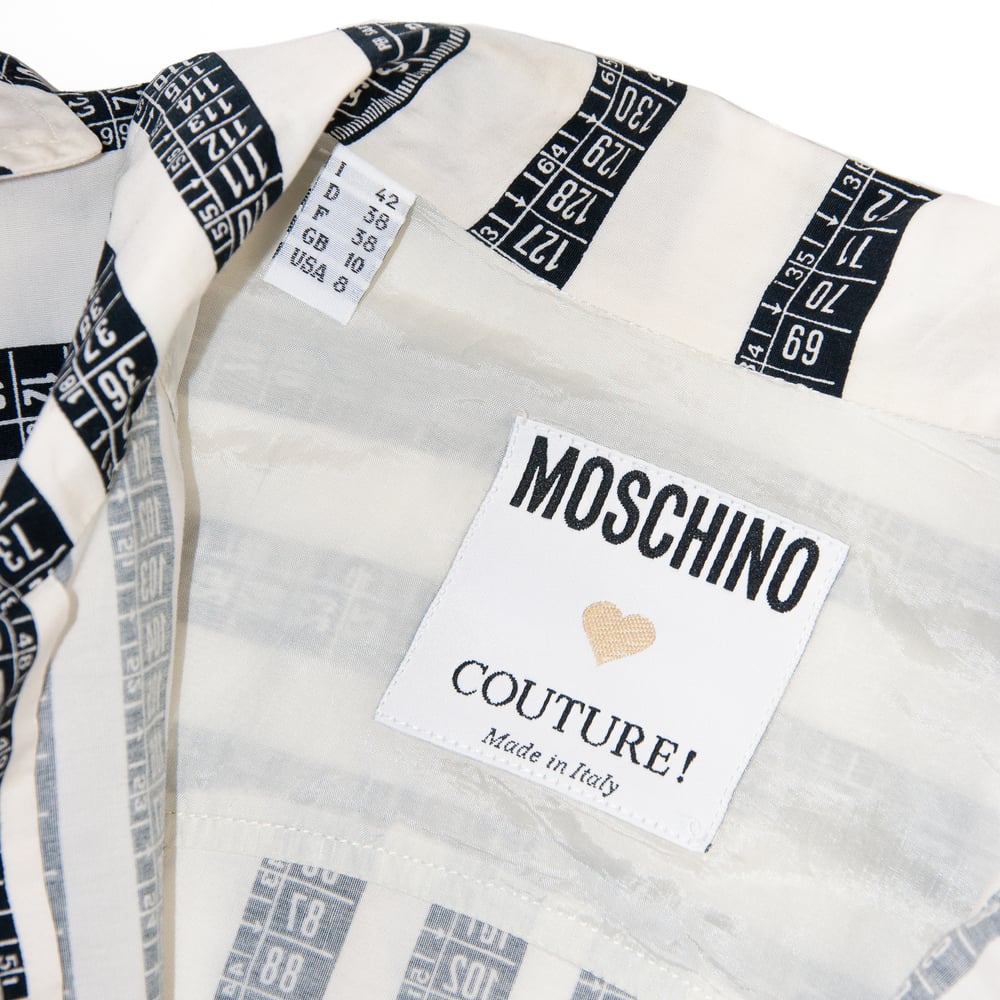 Image of Moschino 1989 Tape Measure Printed Trench Coat