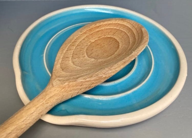 Image of Turquoise Ceramic Spoon rest