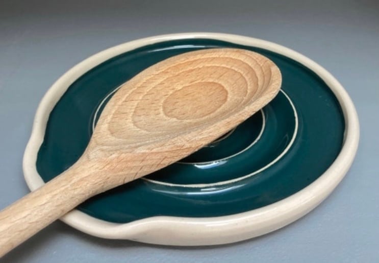 Image of Teal Green Ceramic Spoon rest