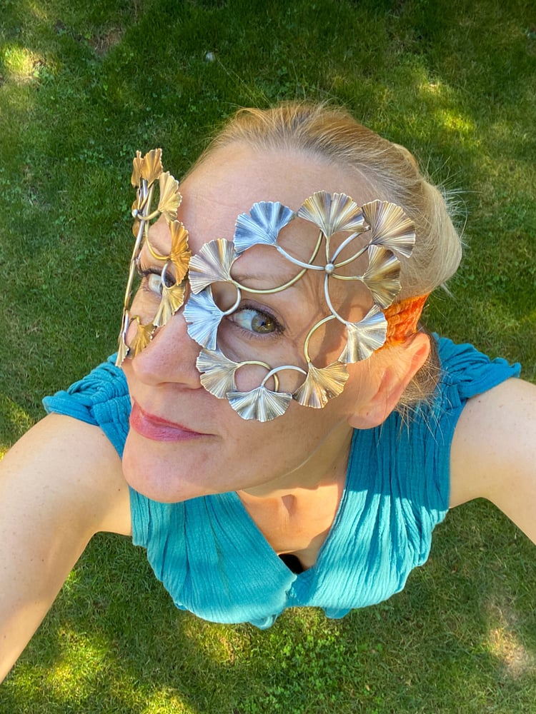 Image of Art Nouveau Ginkgo Brass Sterling Mask