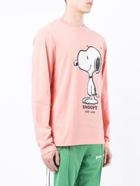 Image 4 of Lacoste x Peanuts Snoopy-print Long Sleeve Tshirt In Coral Pink