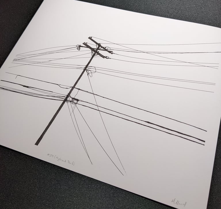 Power Lines Drawing #54 (Highland Park) - giclée print Image 3