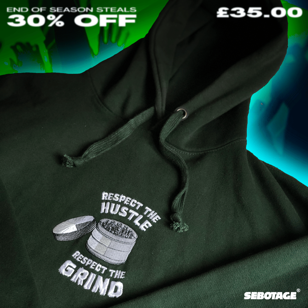 Image of "RESPECT THE GRIND" Hoodie - Forest Green