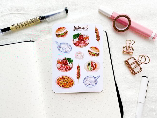 Chinese Food Sticker Sheet