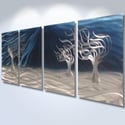 3 Trees Blue- Abstract Metal Wall Art Sculpture Modern Decor