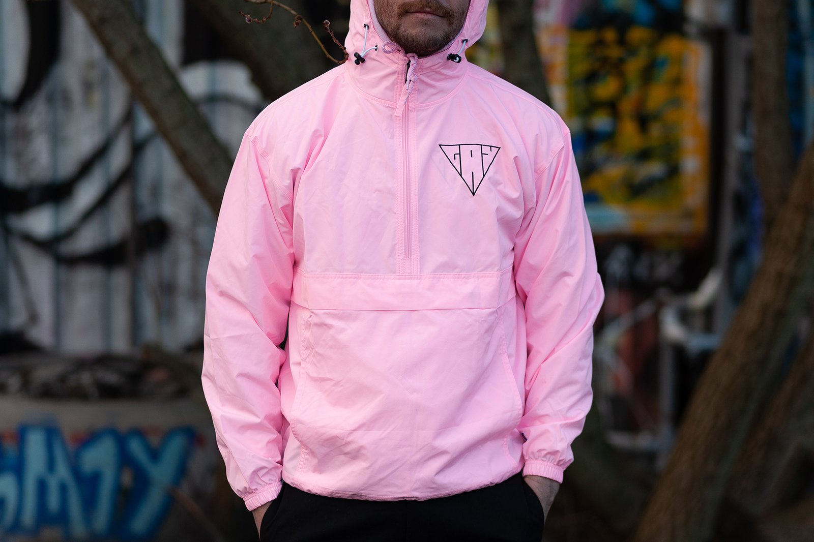 Hoodie Pink Windbreaker Men Hooded Windbreaker Pink Windcheater