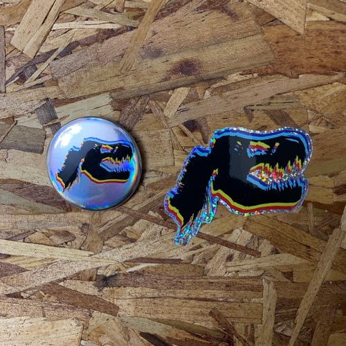 Image of When Dinosaurs Roamed (Button & Sticker) by Psycho Street Bum