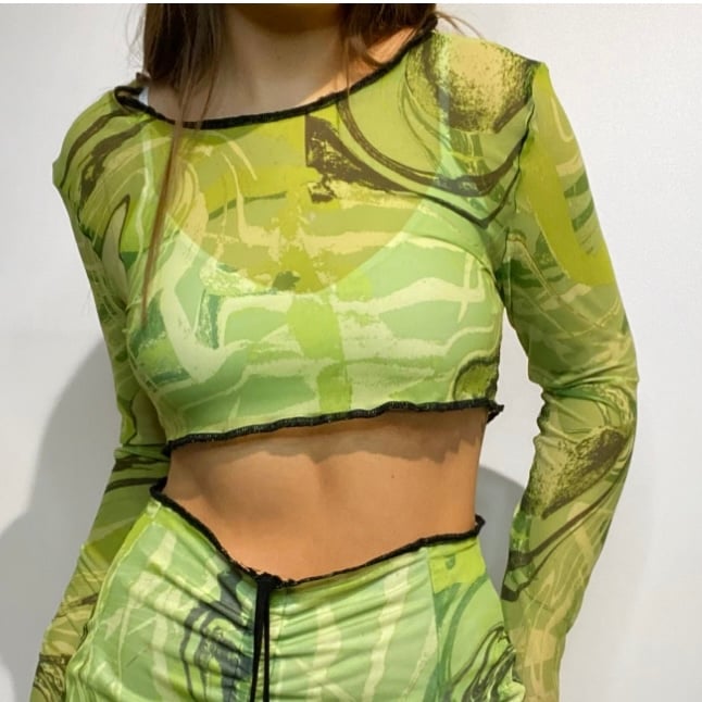Mesh Cropped Long Sleeve Top | laura marnie