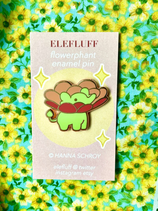 Flowerphant Enamel Pin (A + B grade)