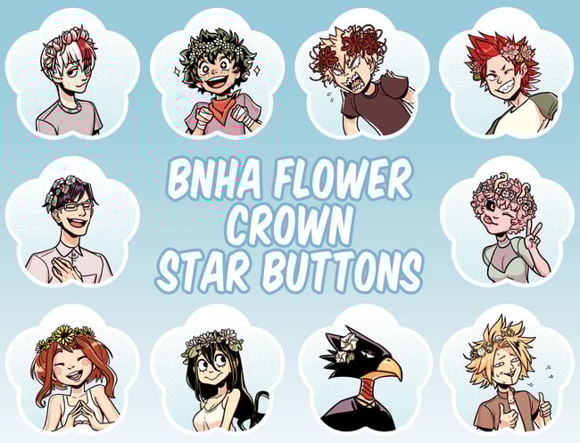 BNHA Flower Crown Star Buttons