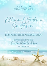 Beach Destination Wedding or Vow Renewal Invitation