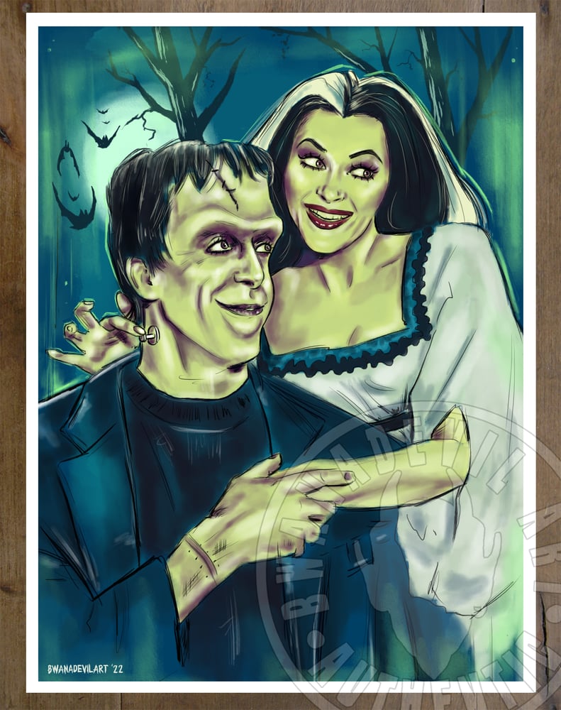 Image of Lily and Herman Munsters (The Munsters) 9x12 in. Art Prints