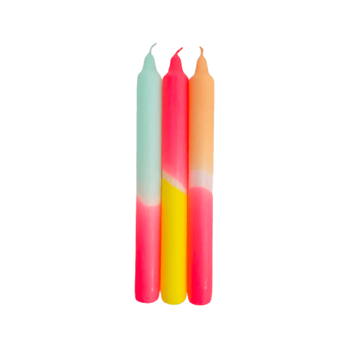 SET DE 3 BOUGIES DIP DYE NEON - SUNSHINE CLUB, PINK STORIES