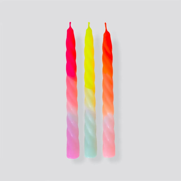 SET DE 3 BOUGIES TWISTED DIP DYE NEON - FRUIT SALAD, PINK STORIES Image 2