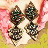 Image 4 of DREAM GLITTER / PLISSÉ Peacock Double Earring