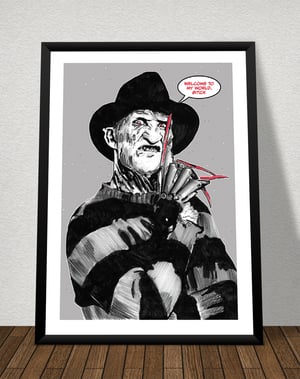 A Nightmare On Elm Street 'Freddy' A3 (16" x 12") Signed Print Comic Style Illustration