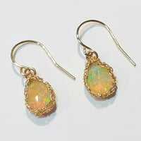Image 1 of Gold Crochet Ethiopian Opal Earrings
