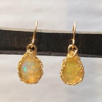 Image 4 of Gold Crochet Ethiopian Opal Earrings