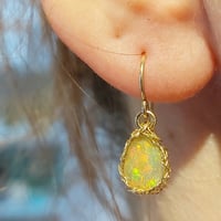 Image 2 of Gold Crochet Ethiopian Opal Earrings