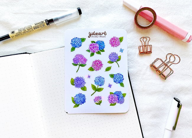 Hydrangea Sticker Sheet